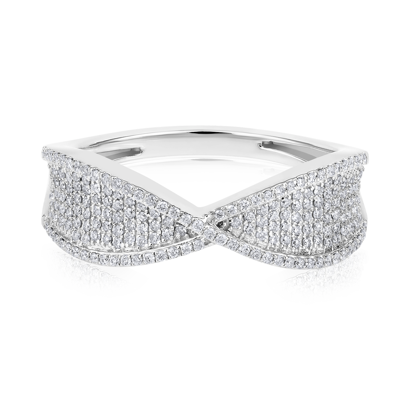 Solid Gold 0.31ct Natural Diamond Infinity Studded Band Ring