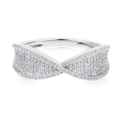 Solid Gold 0.31ct Natural Diamond Infinity Studded Band Ring