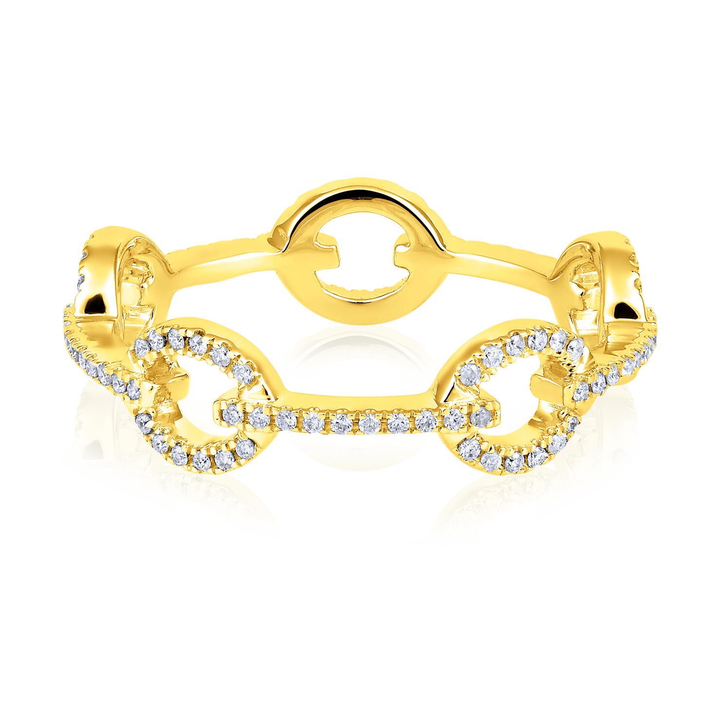 Solid Gold 0.23ct Natural Diamond Cuban Link Chain Band Ring