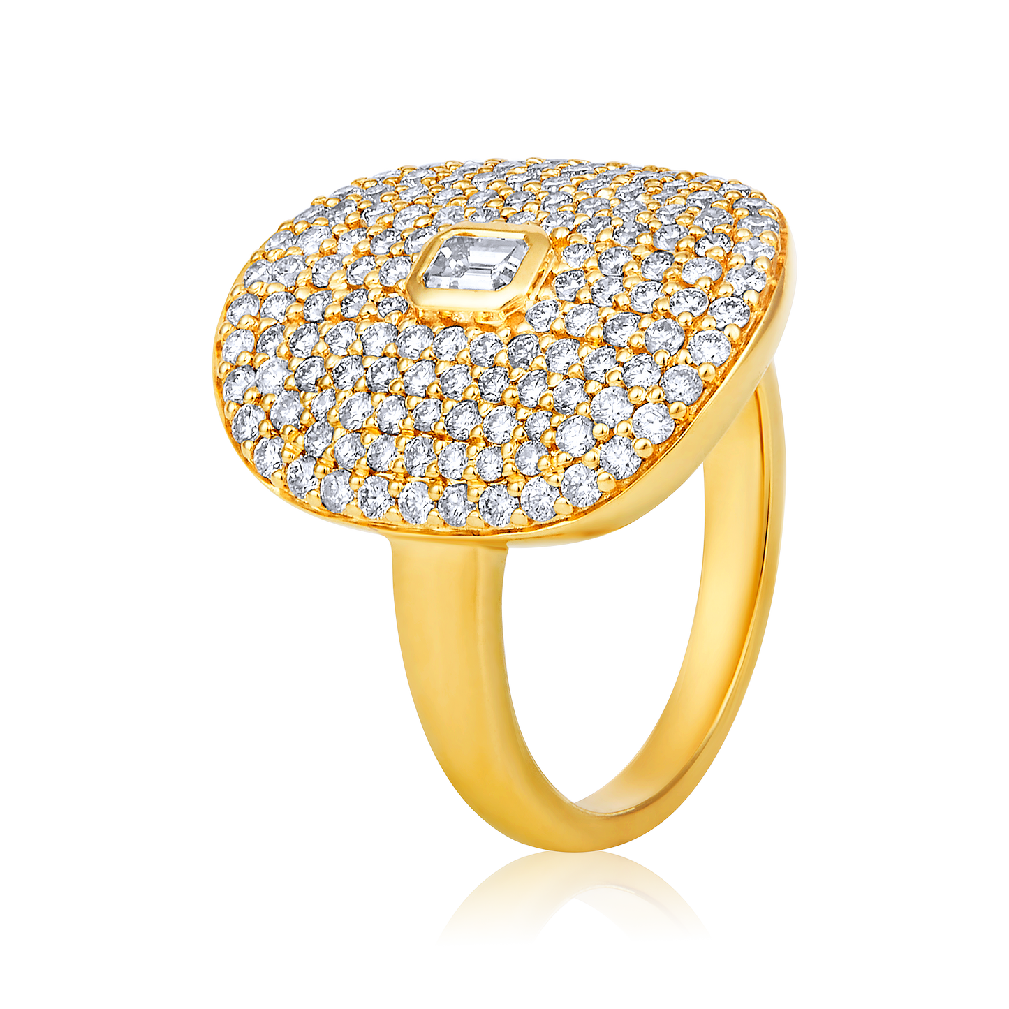 Solid Gold 1.42ct Natural Diamond Emerald Bezel Signet Ring