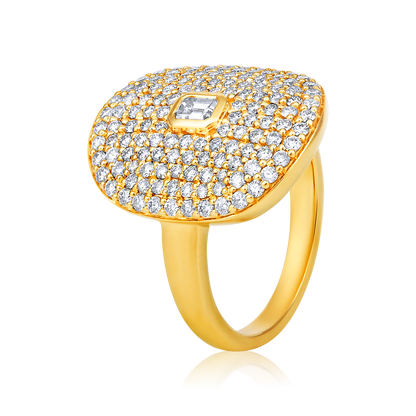 Solid Gold 1.42ct Natural Diamond Emerald Bezel Signet Ring