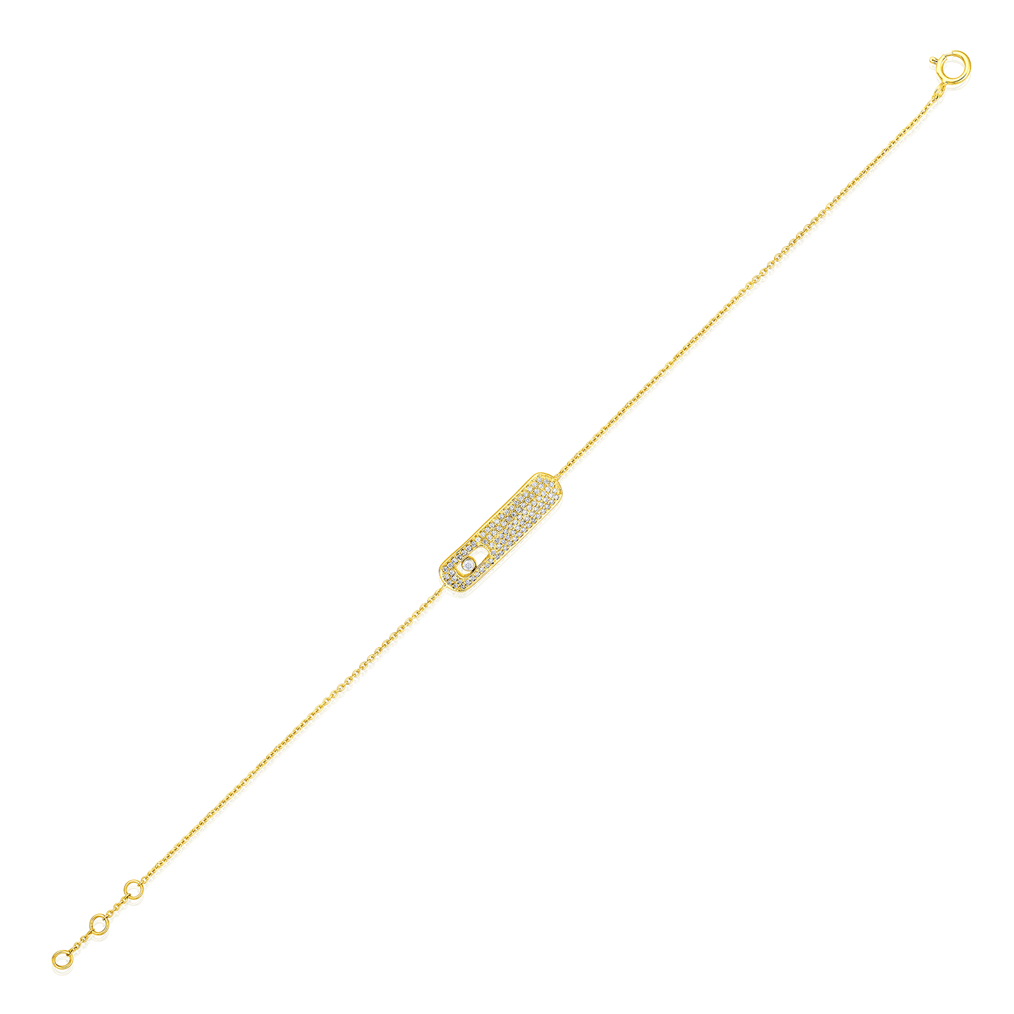 Solid Gold 0.21ct Natural Diamond Uno Move Charm Eye Chain Bracelet