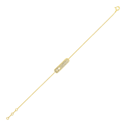 Solid Gold 0.21ct Natural Diamond Uno Move Charm Eye Chain Bracelet