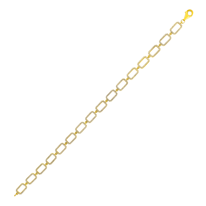 Solid Gold 0.7ct Natural Diamond Open Paperclip Link Chain Bracelet