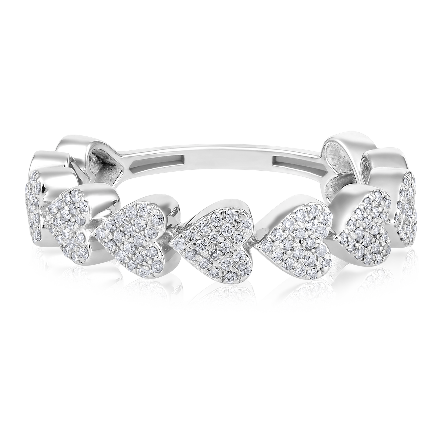 Solid Gold 0.22ct Natural Diamond Multi Heart Link Band Ring