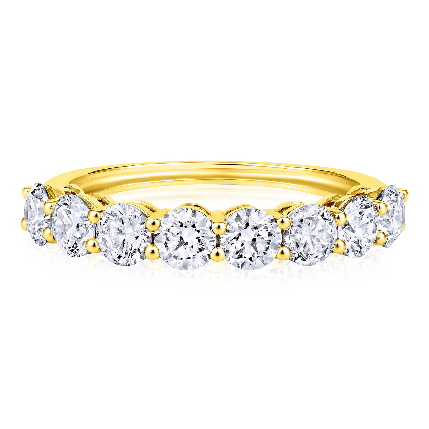 Solid Gold 1.7ct Natural Diamond Half Eternity Band Ring