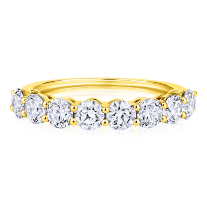 Solid Gold 1.7ct Natural Diamond Half Eternity Band Ring