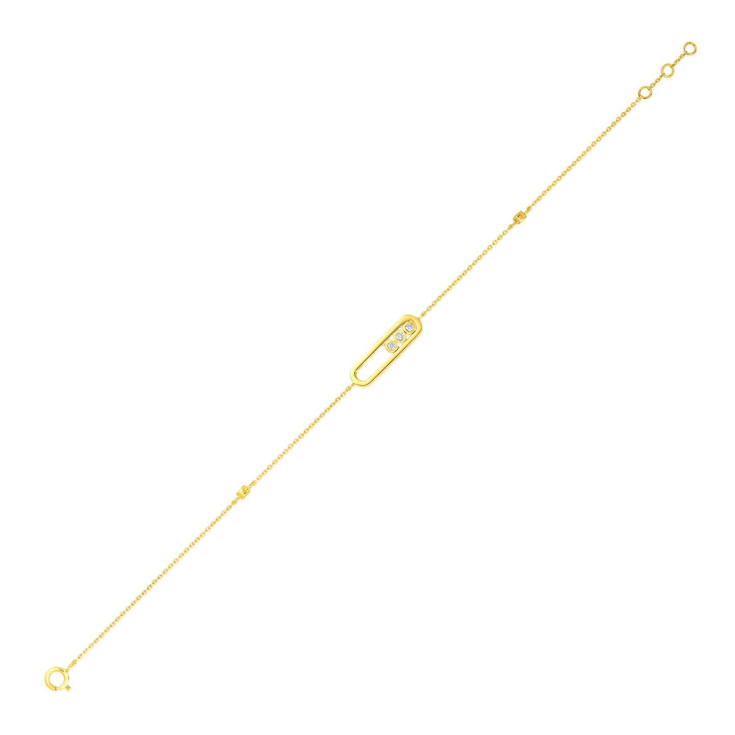 Solid Gold 0.1ct Natural Diamond Move Uno By Yard Chain Bracelet