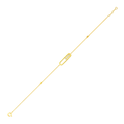 Solid Gold 0.1ct Natural Diamond Move Uno By Yard Chain Bracelet