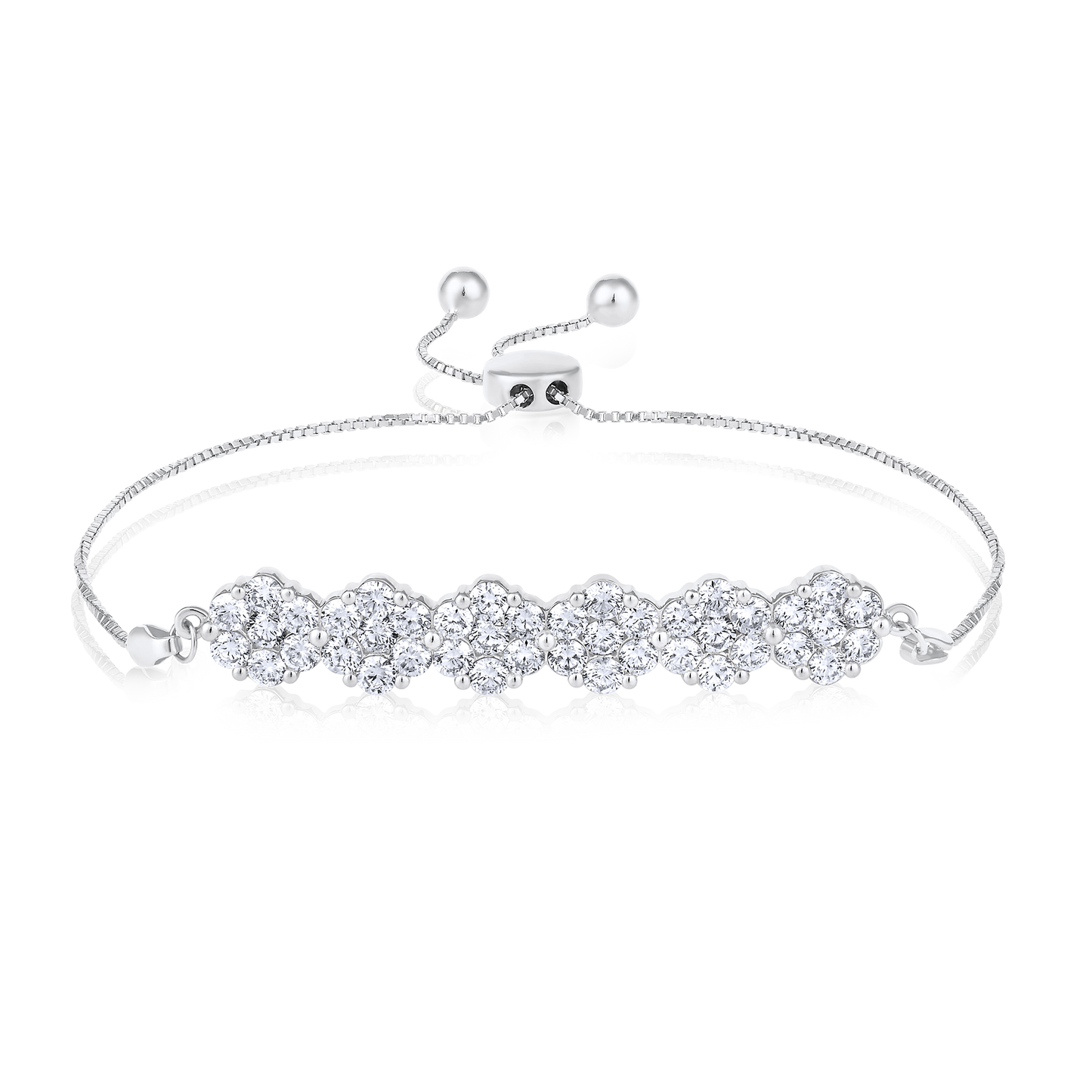 Solid Gold 3.1ct Natural Diamond Multi Hexagon Bar Flex Rope Bracelet