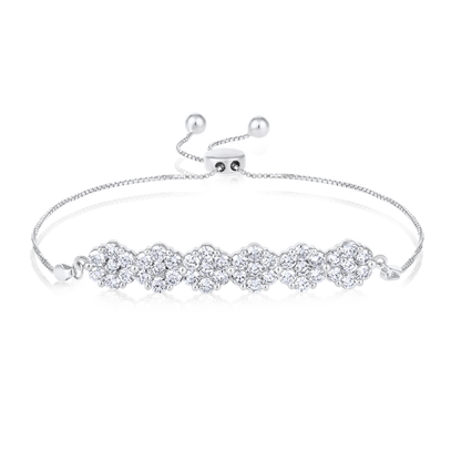 Solid Gold 3.1ct Natural Diamond Multi Hexagon Bar Flex Rope Bracelet
