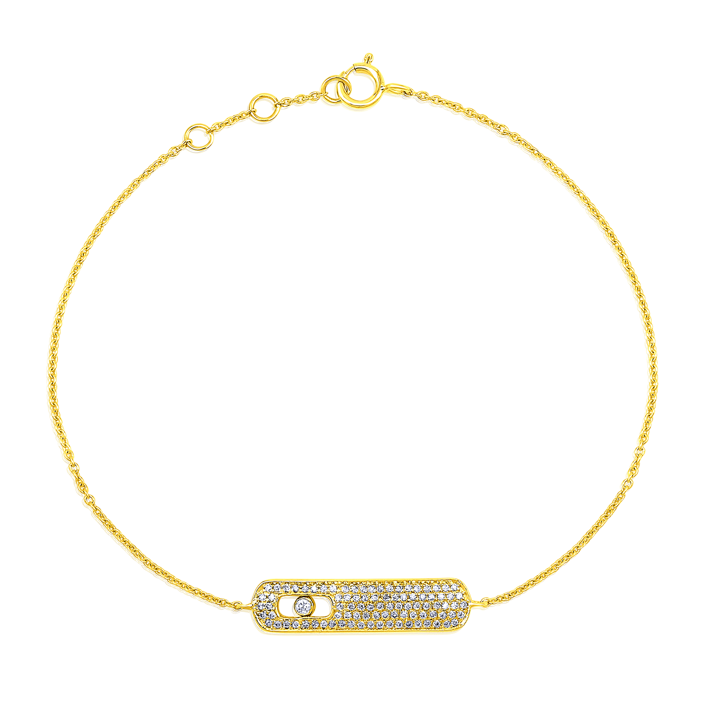 Solid Gold 0.21ct Natural Diamond Uno Move Charm Eye Chain Bracelet