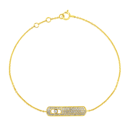 Solid Gold 0.21ct Natural Diamond Uno Move Charm Eye Chain Bracelet