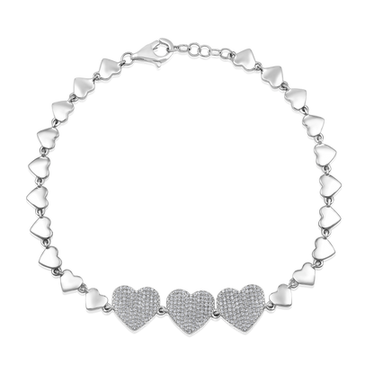Solid Gold 0.5ct Natural Diamond Multi Heart Linked Bracelet
