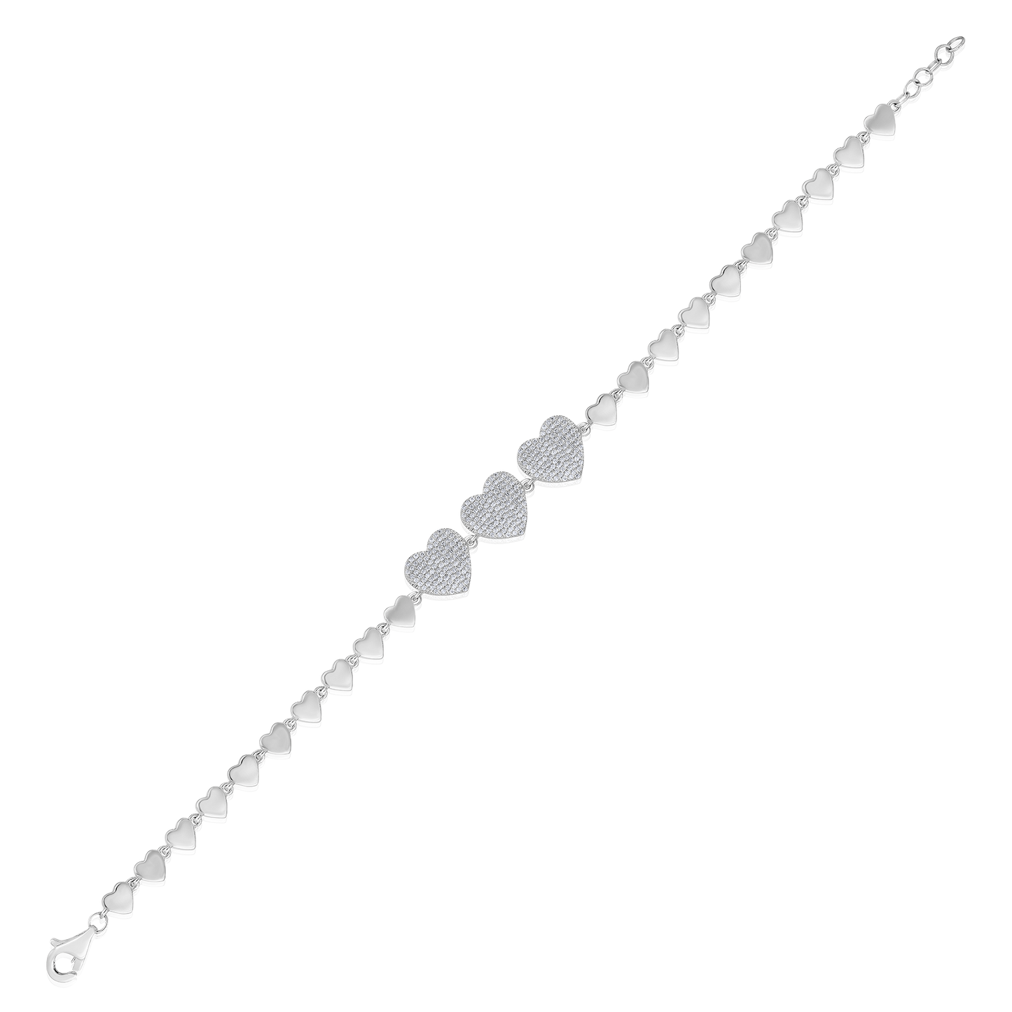 Solid Gold 0.5ct Natural Diamond Multi Heart Linked Bracelet