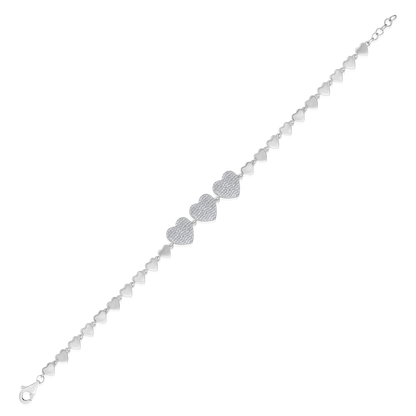 Solid Gold 0.5ct Natural Diamond Multi Heart Linked Bracelet