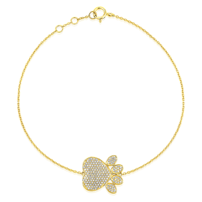 Solid Gold 0.3ct Natural Diamond Paw Dog Chain Bracelet