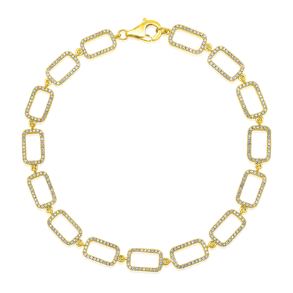 Solid Gold 0.7ct Natural Diamond Open Paperclip Link Chain Bracelet