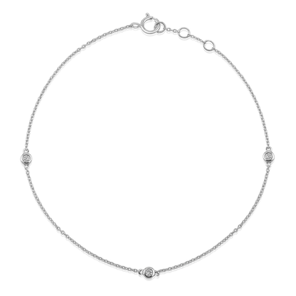 Solid Gold 0.1ct Natural Diamond By Yard Chain Station Bracelet
