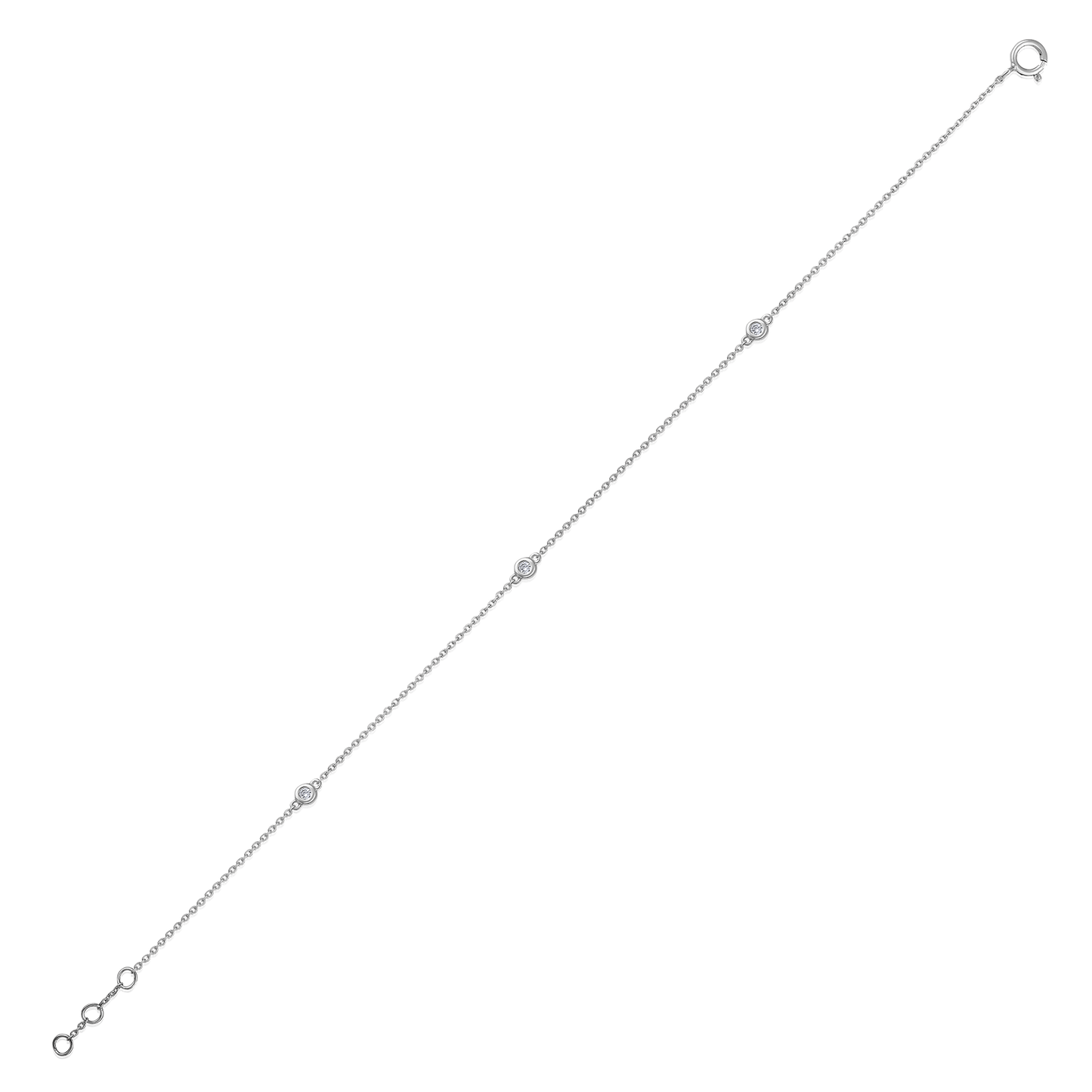 Solid Gold 0.1ct Natural Diamond By Yard Chain Station Bracelet