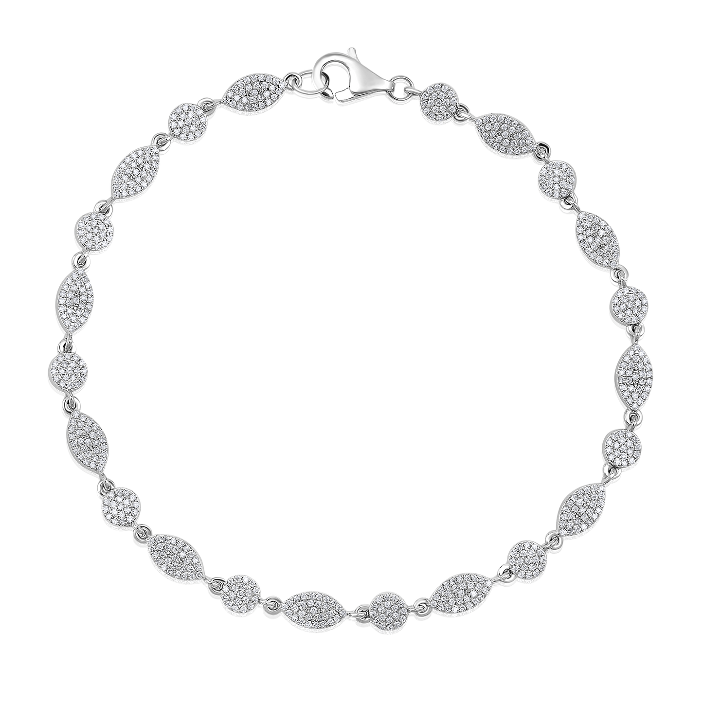 Solid Gold 0.8ct Natural Diamond Marquise Leaf Chain Link Bracelet