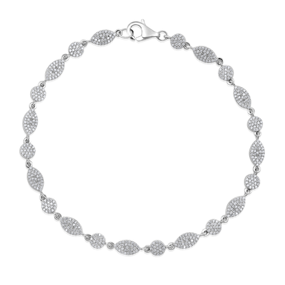 Solid Gold 0.8ct Natural Diamond Marquise Leaf Chain Link Bracelet