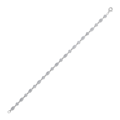 Solid Gold 0.8ct Natural Diamond Marquise Leaf Chain Link Bracelet