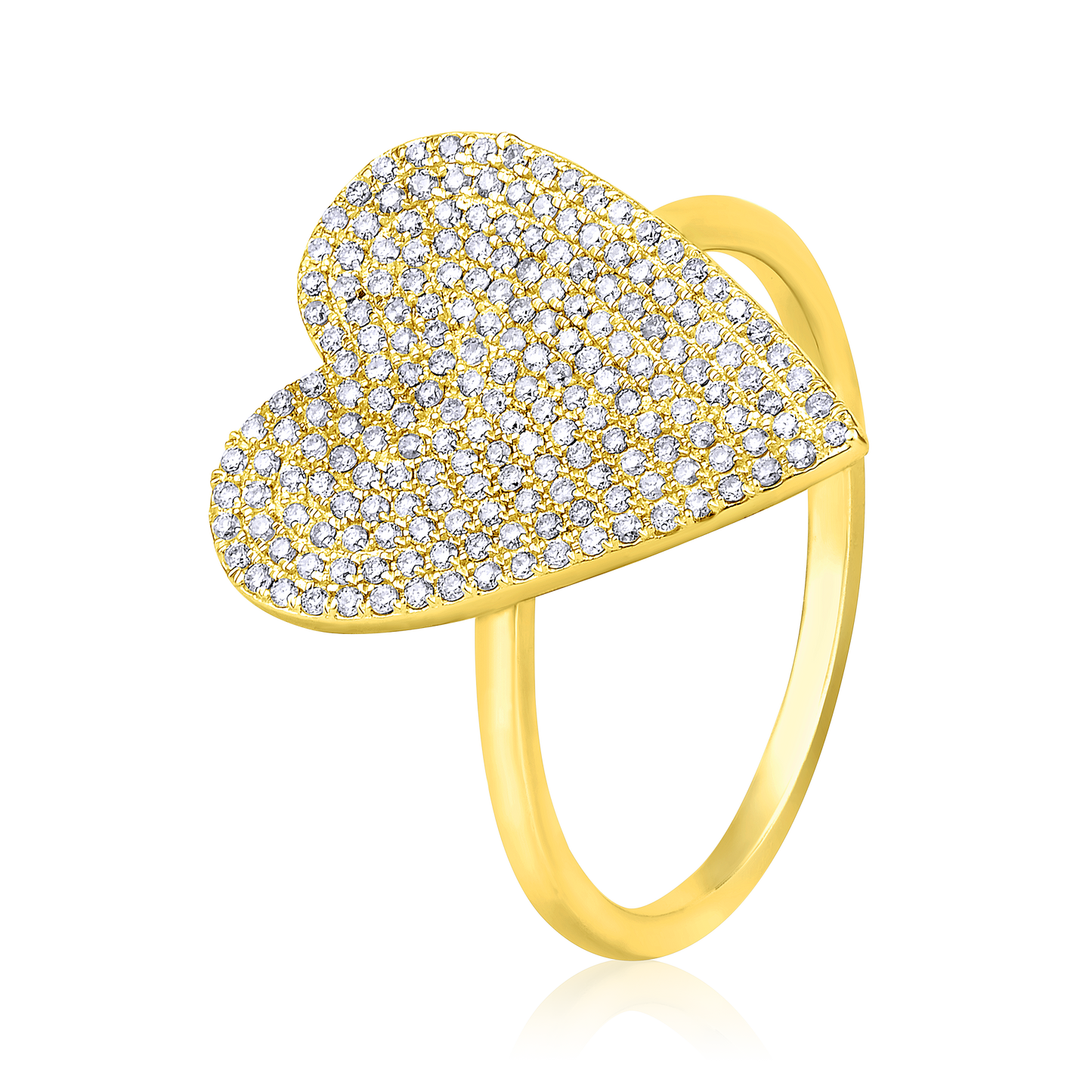 Solid Gold 0.42ct Natural Diamond Heart Studded Band Ring