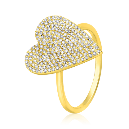 Solid Gold 0.42ct Natural Diamond Heart Studded Band Ring