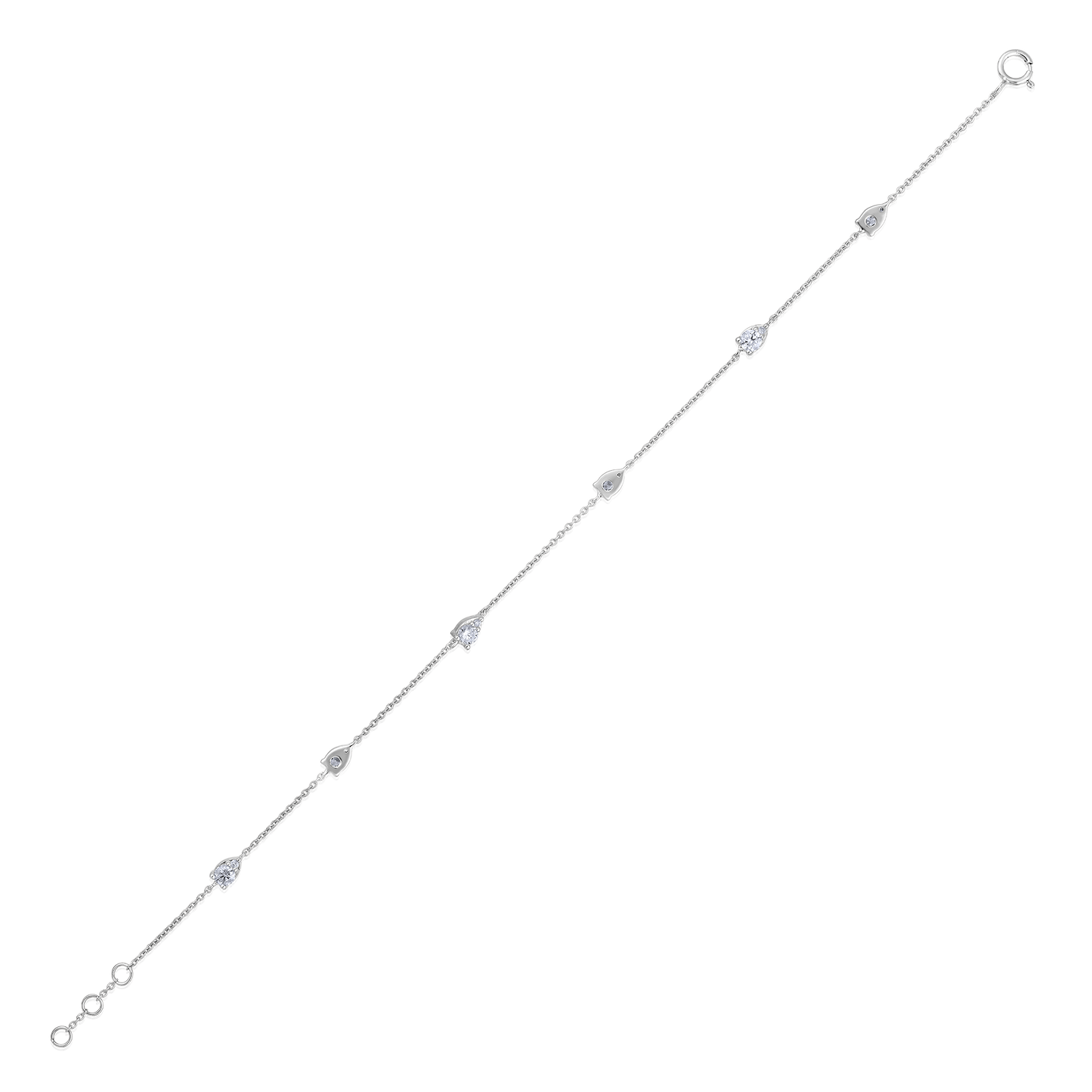 Solid Gold 0.7ct Natural Diamond Pear Teardrop Chain By-Yard Bracelet