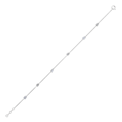 Solid Gold 0.7ct Natural Diamond Pear Teardrop Chain By-Yard Bracelet