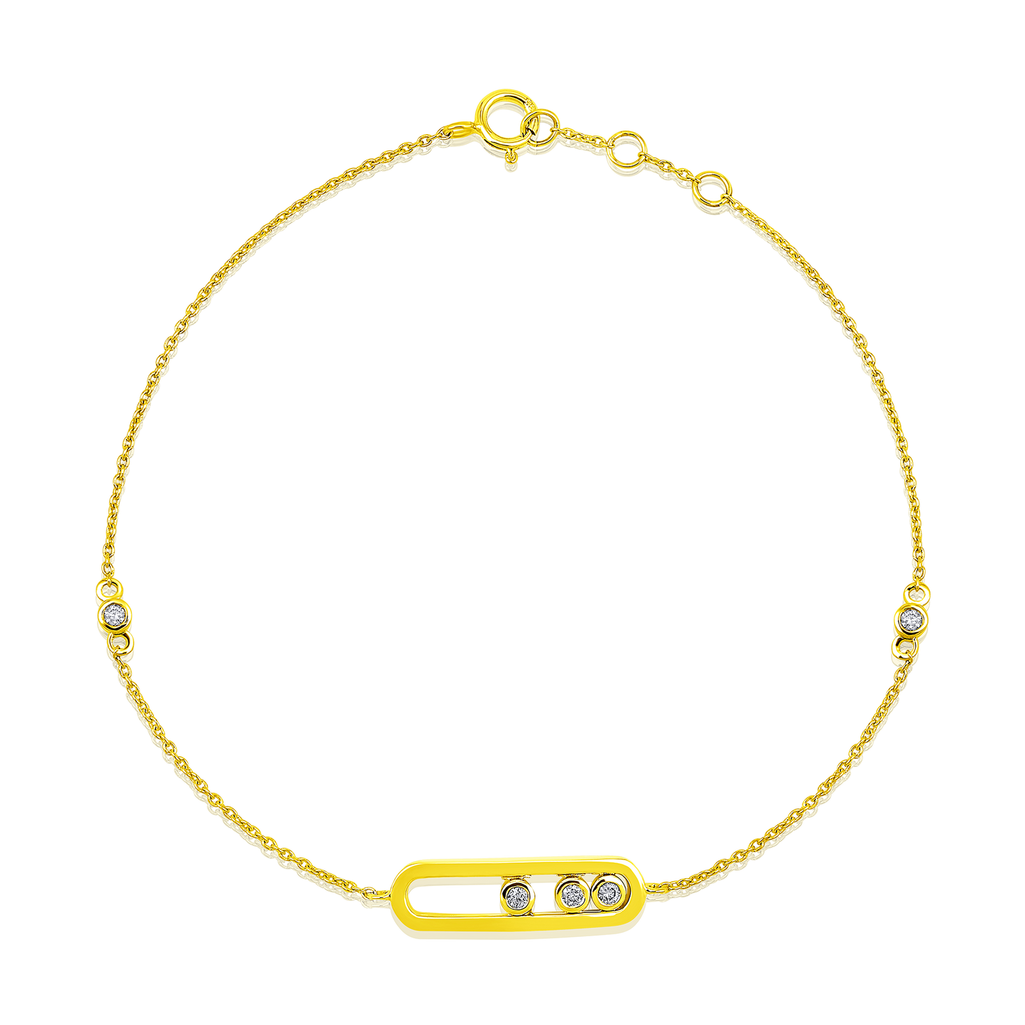 Solid Gold 0.1ct Natural Diamond Move Uno By Yard Chain Bracelet