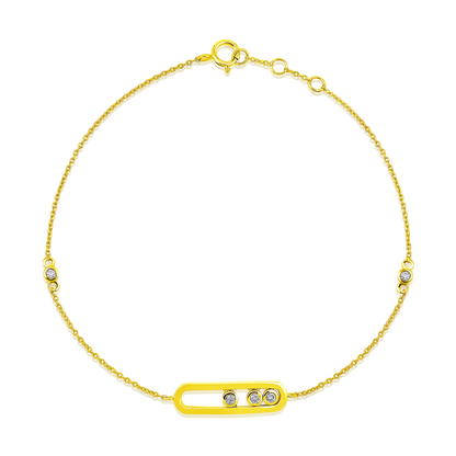 Solid Gold 0.1ct Natural Diamond Move Uno By Yard Chain Bracelet