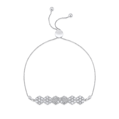 Solid Gold 3.1ct Natural Diamond Multi Hexagon Bar Flex Rope Bracelet