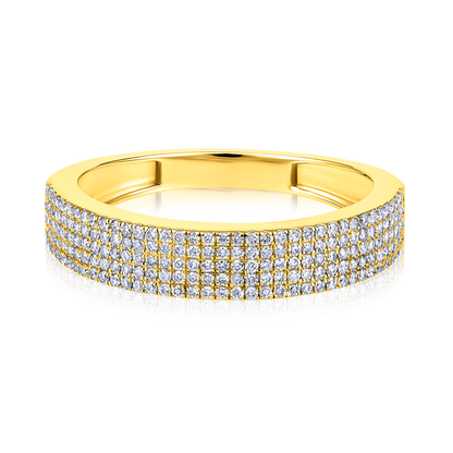 Solid Gold 0.4ct Natural Diamond Chunky Studded Eternity Band Ring