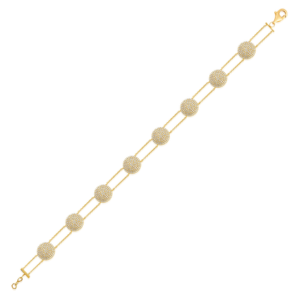Solid Gold 1.2ct Natural Diamond Multi Disk Chain Link Bracelet