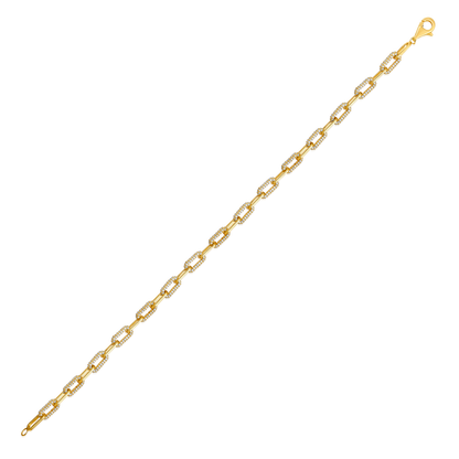 Solid Gold 1.62ct Natural Diamond Cuban Paperclip Link Chain Bracelet