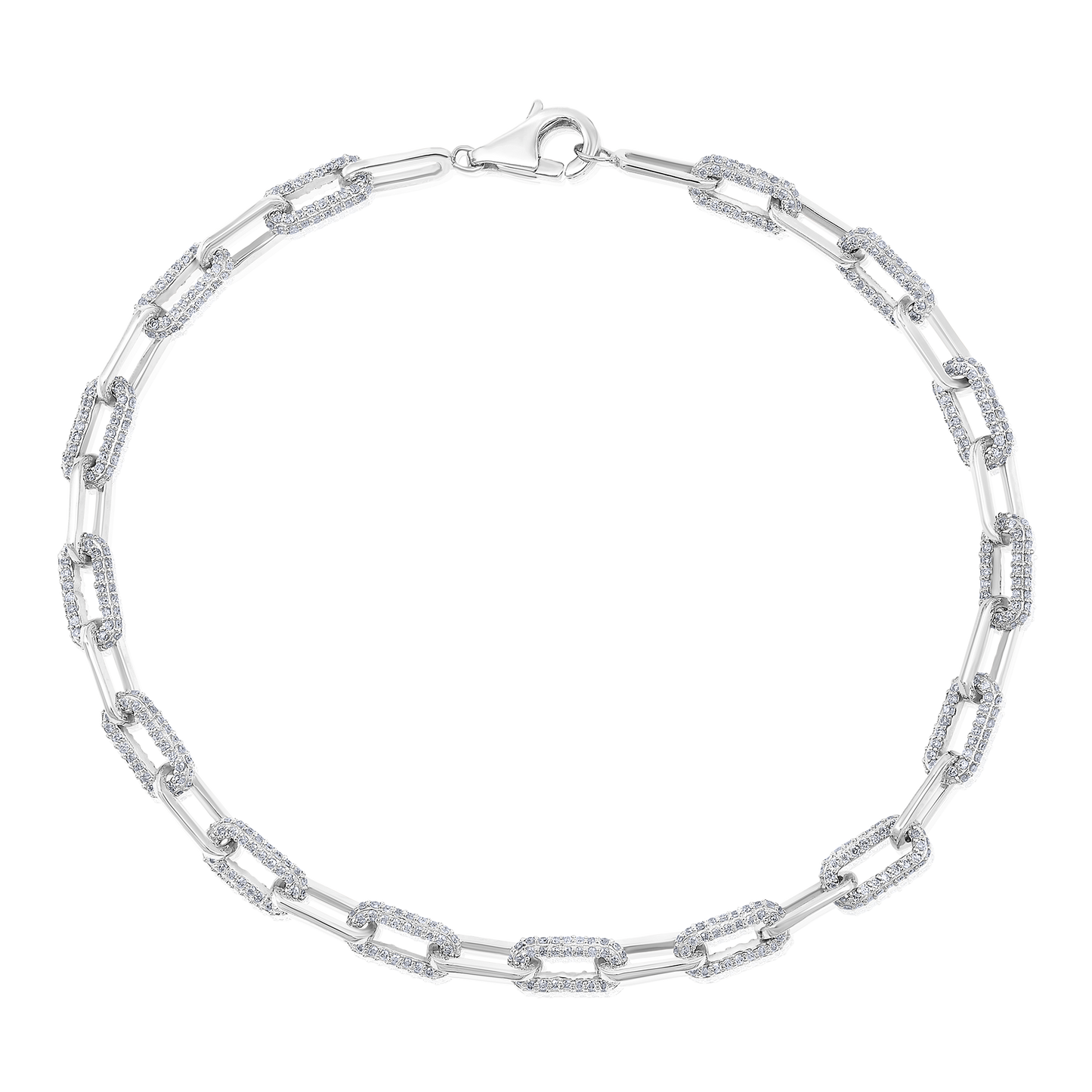 Solid Gold 1.5ct Natural Diamond Paperclip Link Chain Bracelet