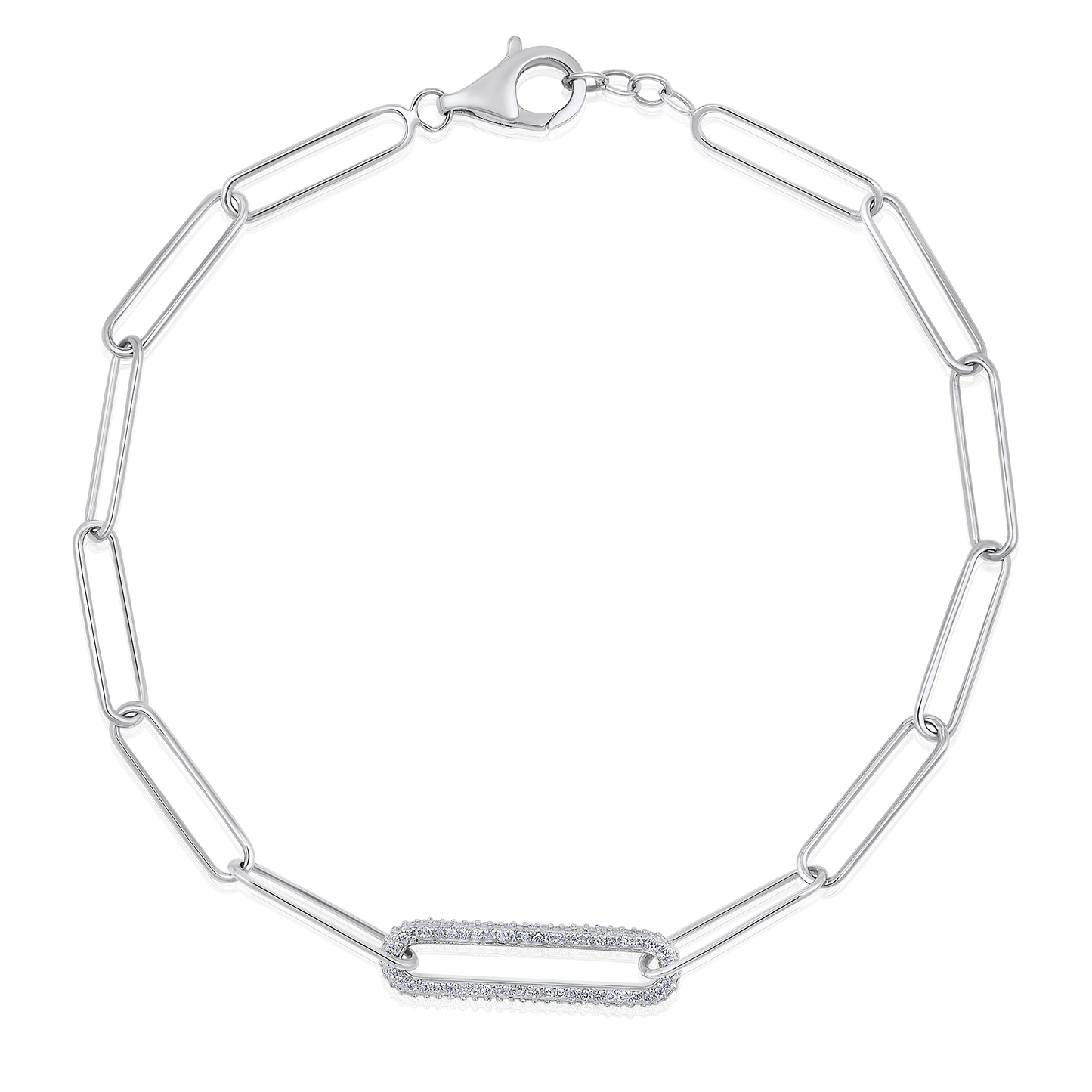 Solid Gold 0.3ct Natural Diamond Paperclip Link Studded Bar Bracelet