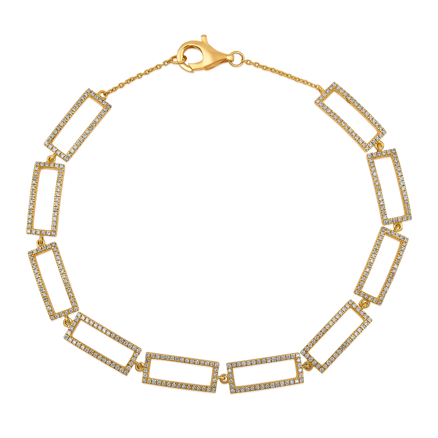 Solid Gold 0.7ct Natural Diamond Oval Paperclip Chain Link Bracelet