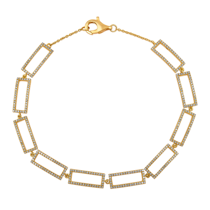 Solid Gold 0.7ct Natural Diamond Oval Paperclip Chain Link Bracelet