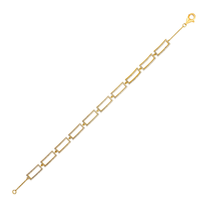 Solid Gold 0.7ct Natural Diamond Oval Paperclip Chain Link Bracelet