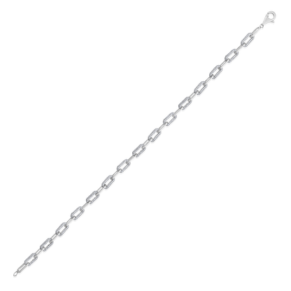 Solid Gold 1.5ct Natural Diamond Paperclip Link Chain Bracelet