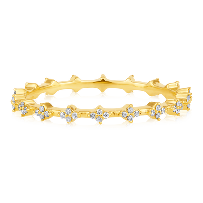 Solid Gold 0.12ct Natural Diamond Eternity Band Spike Ring