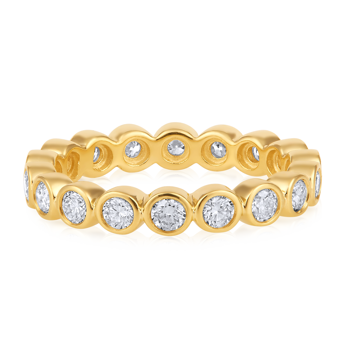 Solid Gold 1.02ct Natural Diamond Eternity Bezel Bead Band Ring