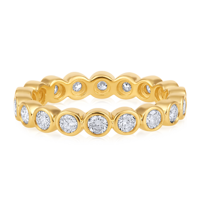 Solid Gold 1.02ct Natural Diamond Eternity Bezel Bead Band Ring