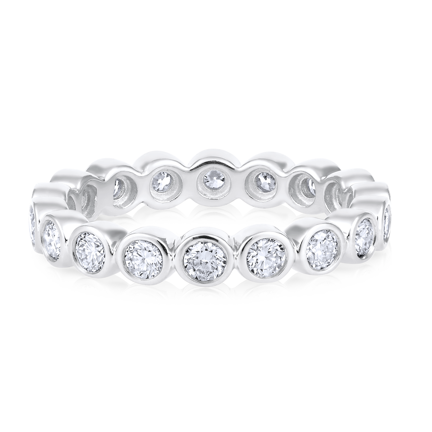 Solid Gold 1ct Natural Diamond Eternity Band Bezel Ring