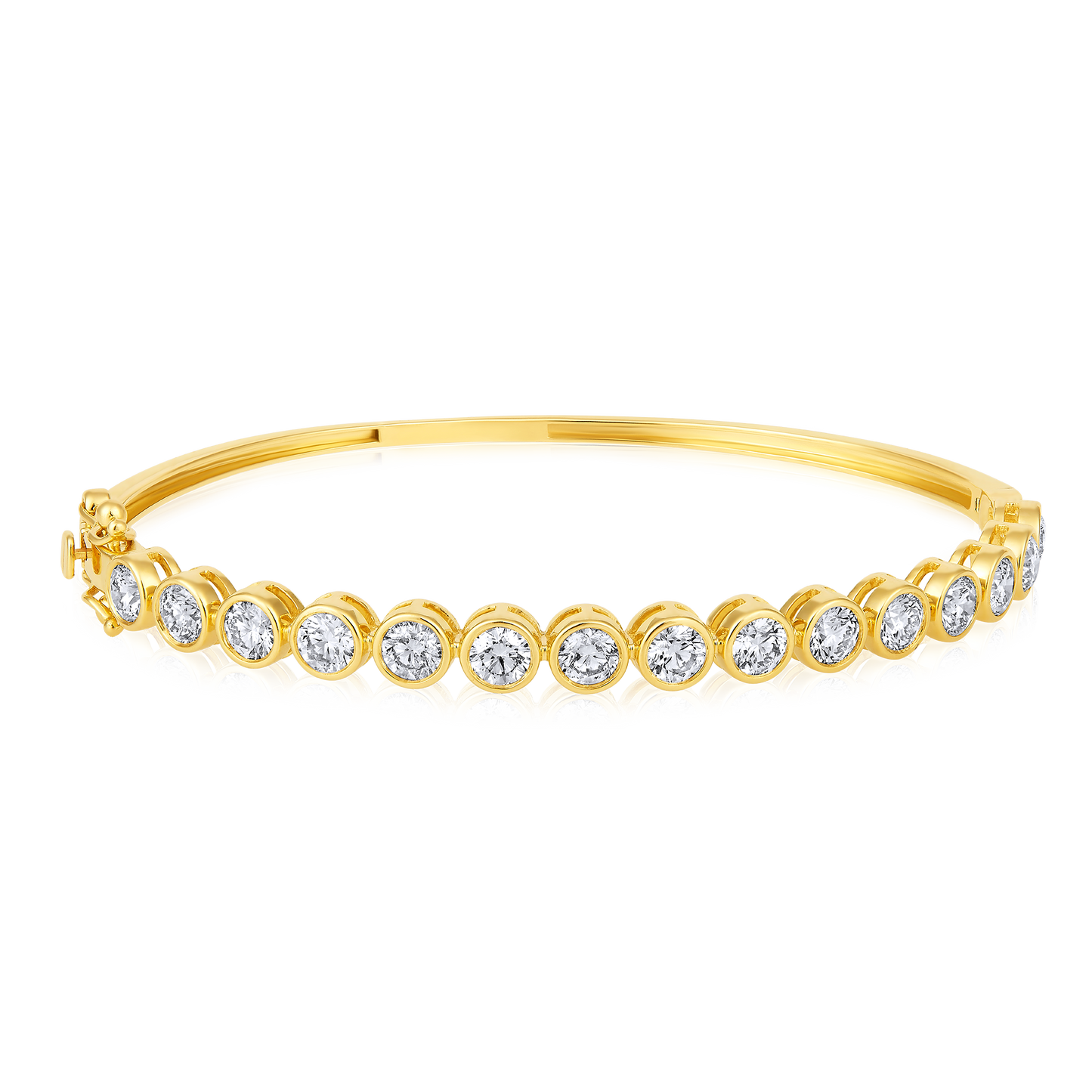 Solid Gold 3.6ct Natural Diamond Bezel Pear Bangle Bracelet