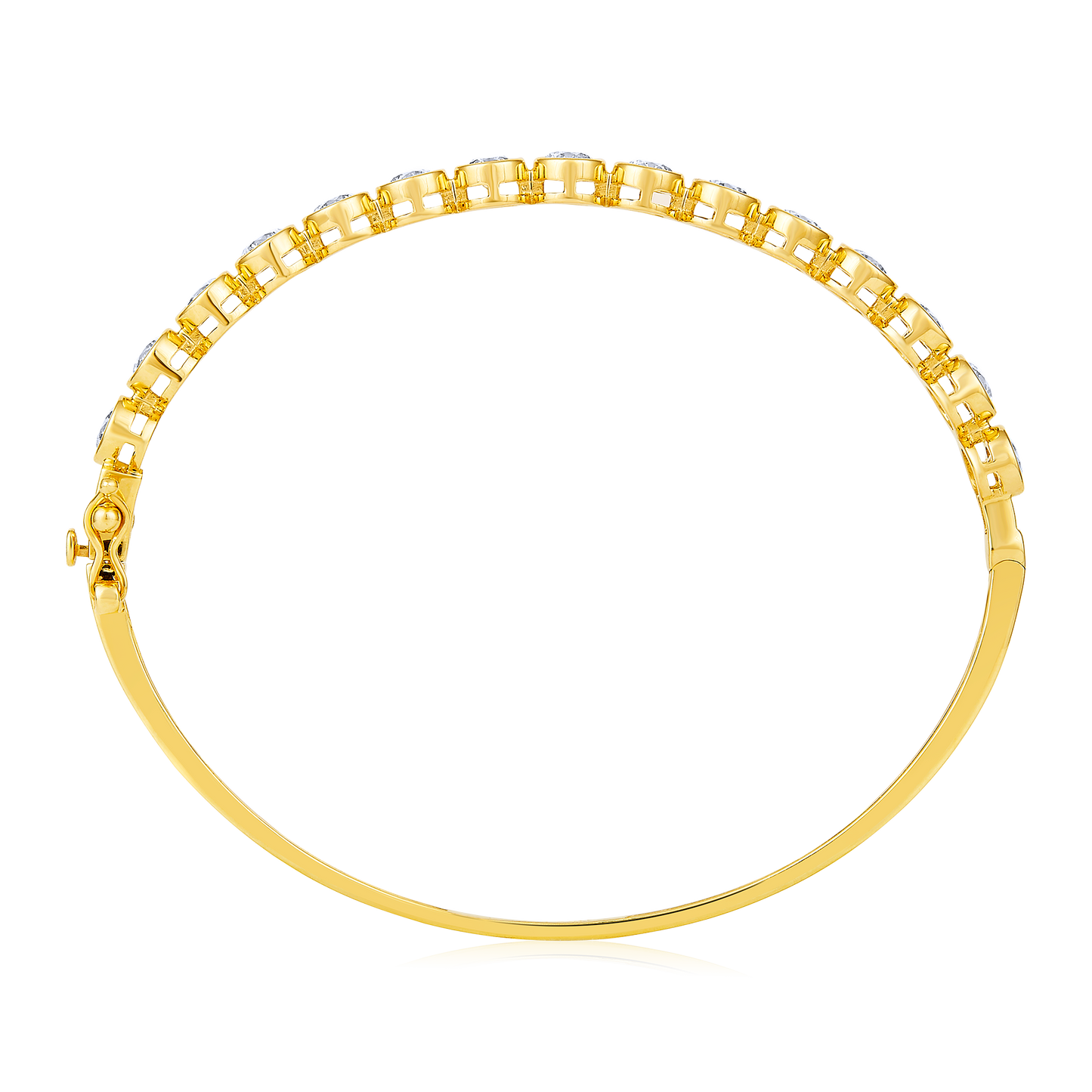 Solid Gold 3.6ct Natural Diamond Bezel Pear Bangle Bracelet