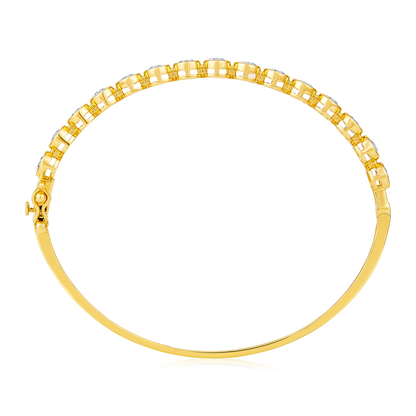 Solid Gold 3.6ct Natural Diamond Bezel Pear Bangle Bracelet